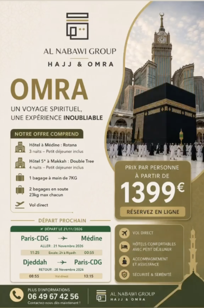 flyer omra 21 novembre au 28 novembre